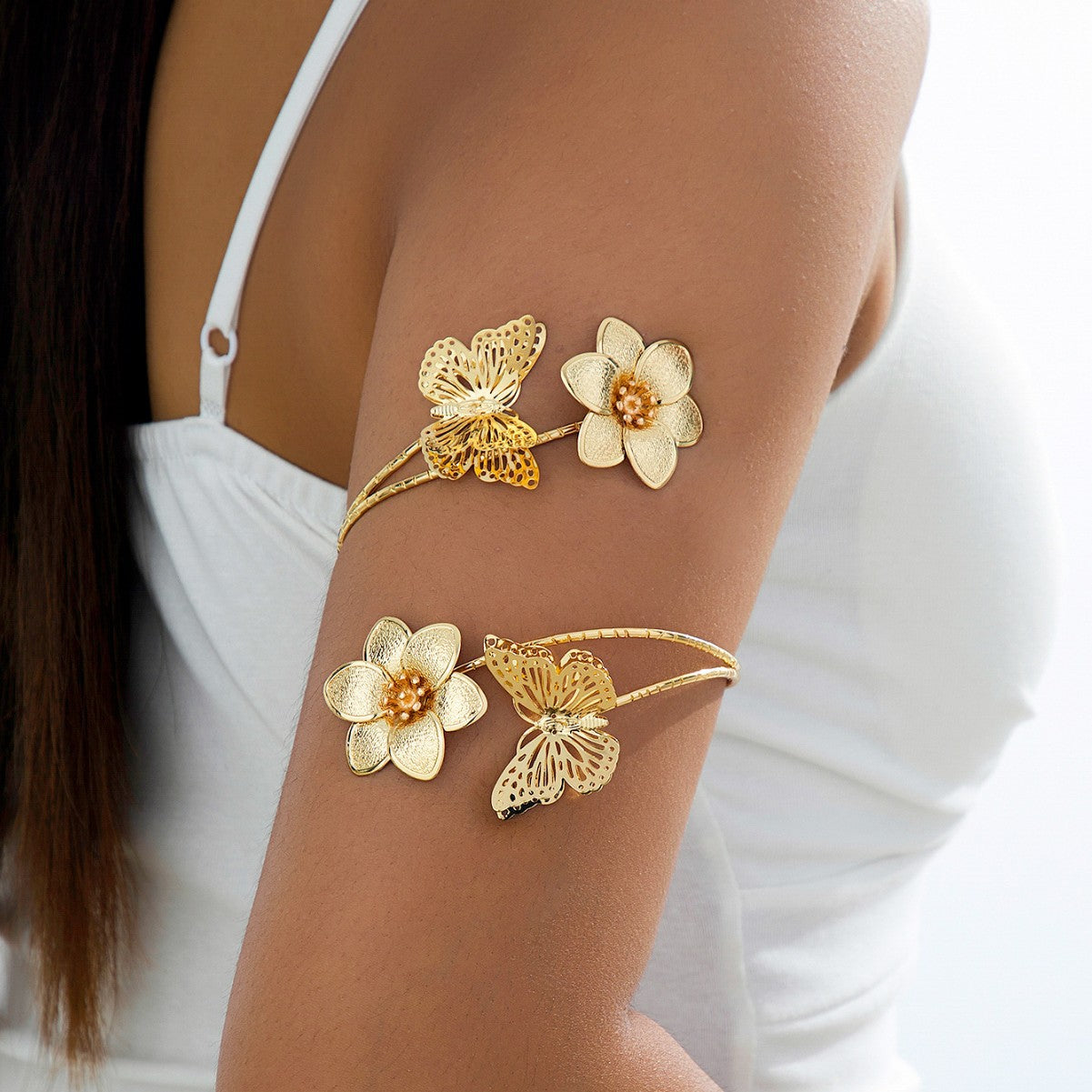 Flowers For Metal Arm Bracelet Bangle