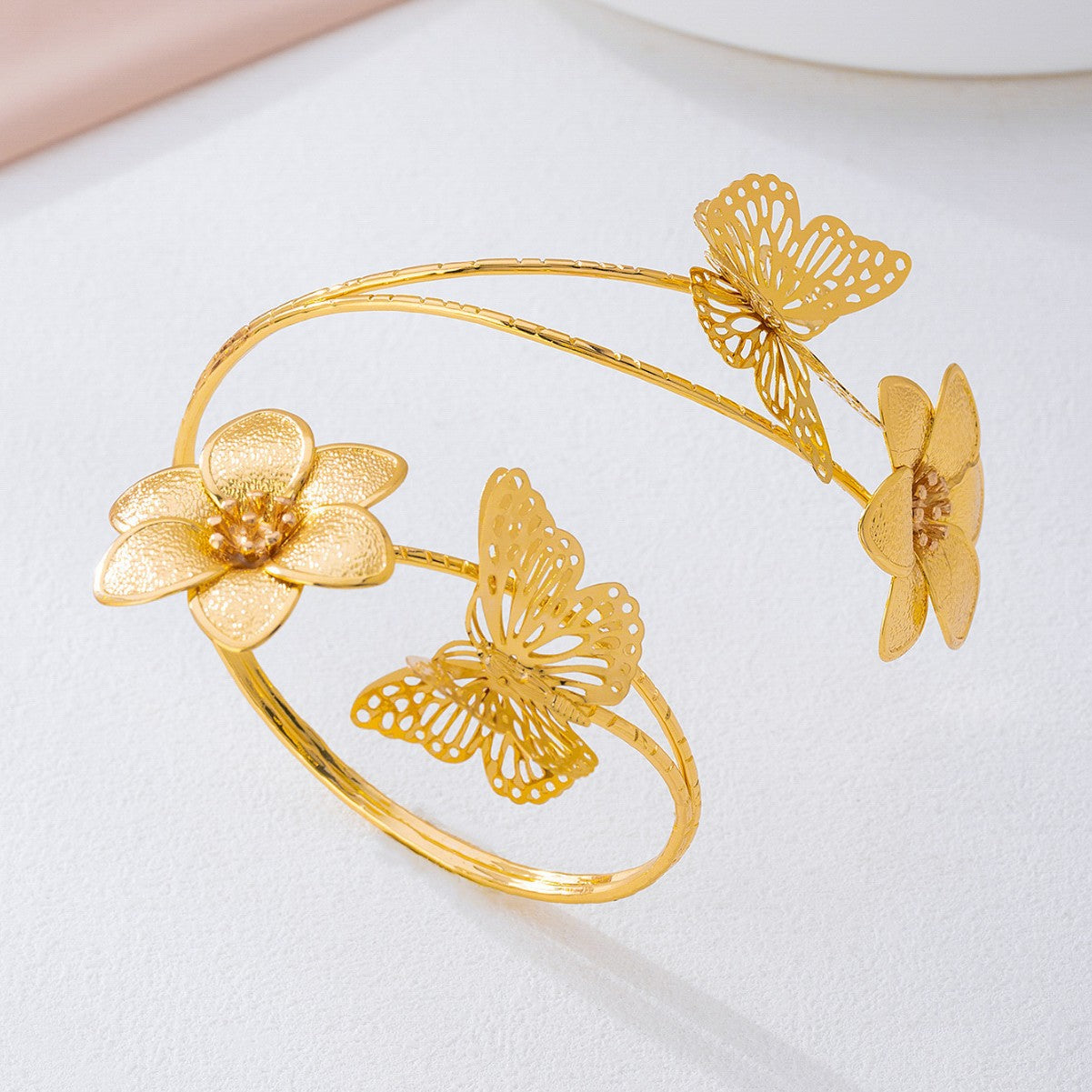 Flowers For Metal Arm Bracelet Bangle
