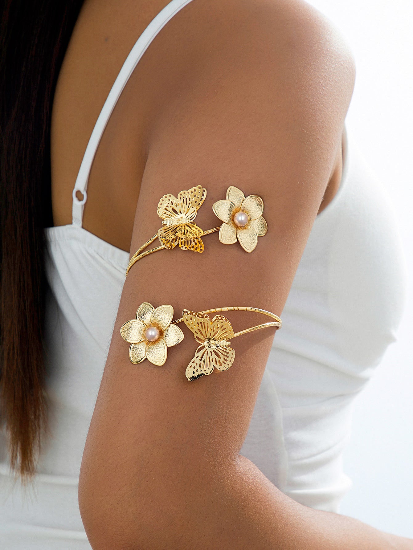 Flowers For Metal Arm Bracelet Bangle