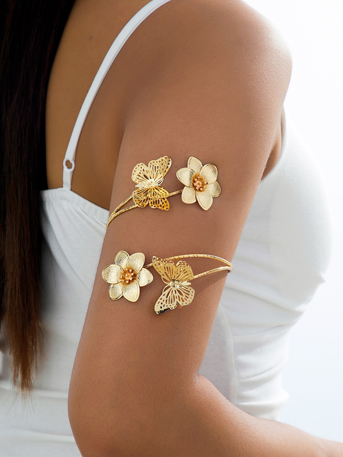 Flowers For Metal Arm Bracelet Bangle