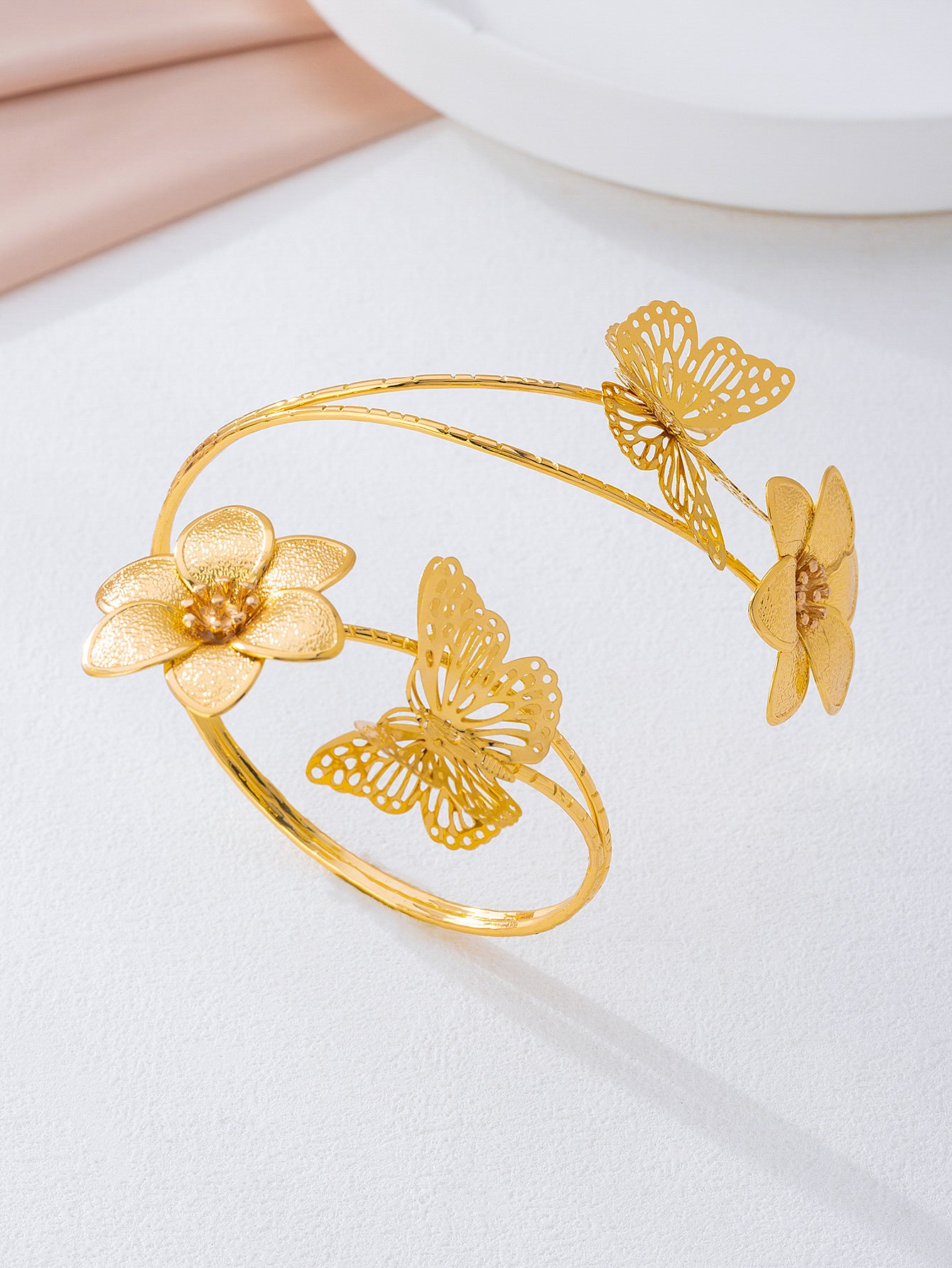 Flowers For Metal Arm Bracelet Bangle