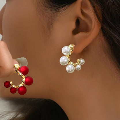 Retro White Acrylic Circle Earrings For New Year