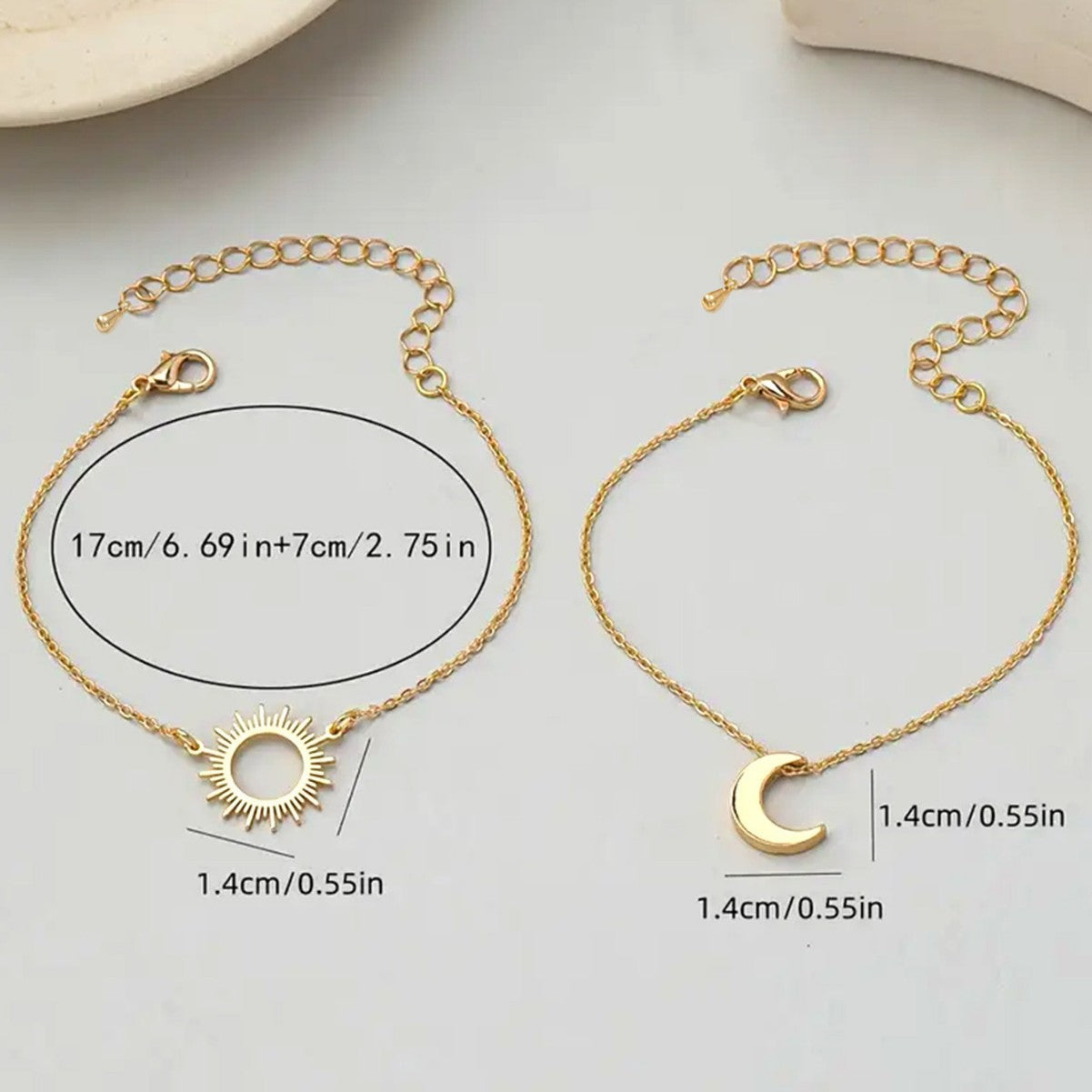 Sun Pattern Metal Bracelet For Women, Golden Color, 1 Set