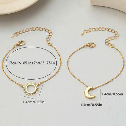 Sun Pattern Metal Bracelet For Women, Golden Color, 1 Set