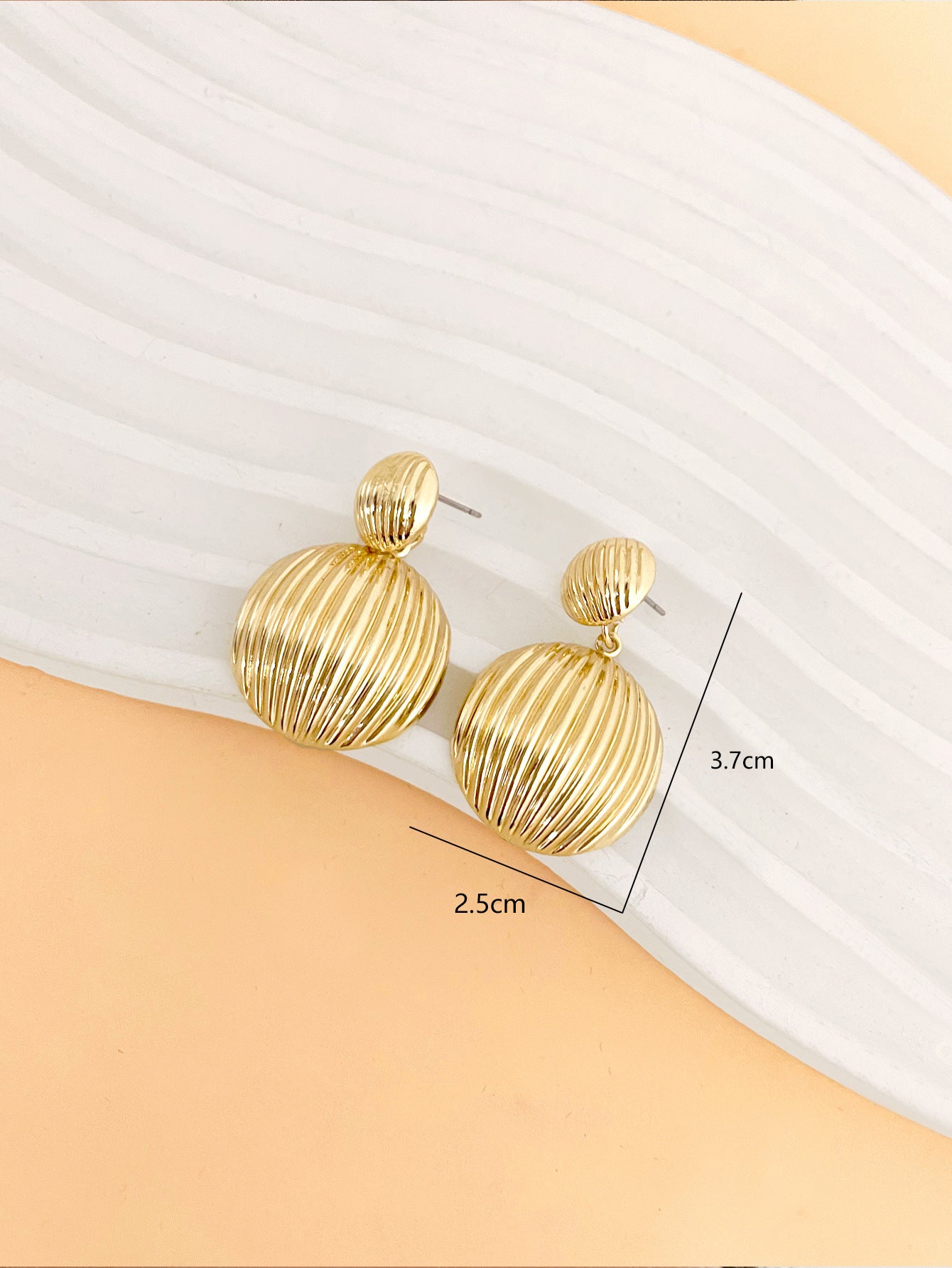 Round Drop Earrings For Women In Golden Metal, Elegant Jewelry Accessories