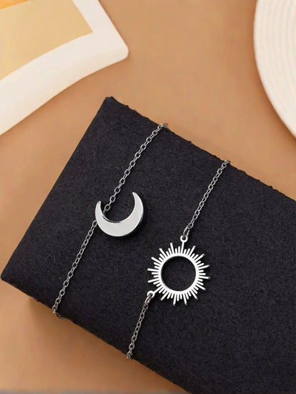 Sun Pattern Metal Bracelet For Women, Golden Color, 1 Set