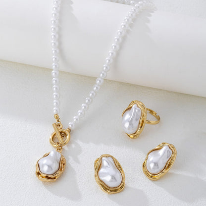 Elegant Jewelry Set Featuring Pearl Pattern In Durable Acrylic Material