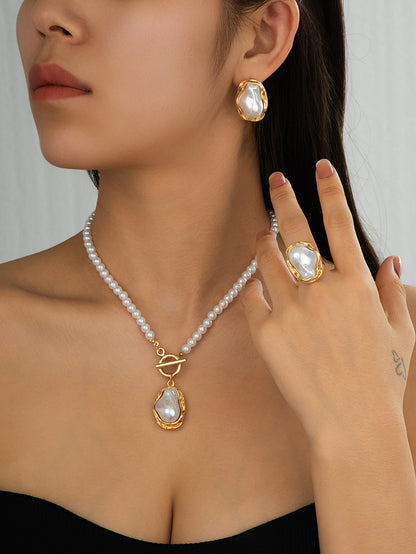 Elegant Jewelry Set Featuring Pearl Pattern In Durable Acrylic Material