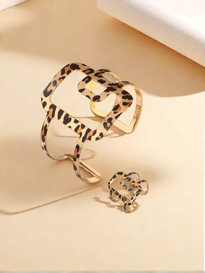 Leopard Print Jewelry Set Featuring Metal Material For Stylish And Elegant Look