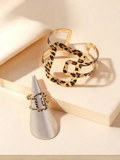Leopard Print Jewelry Set Featuring Metal Material For Stylish And Elegant Look