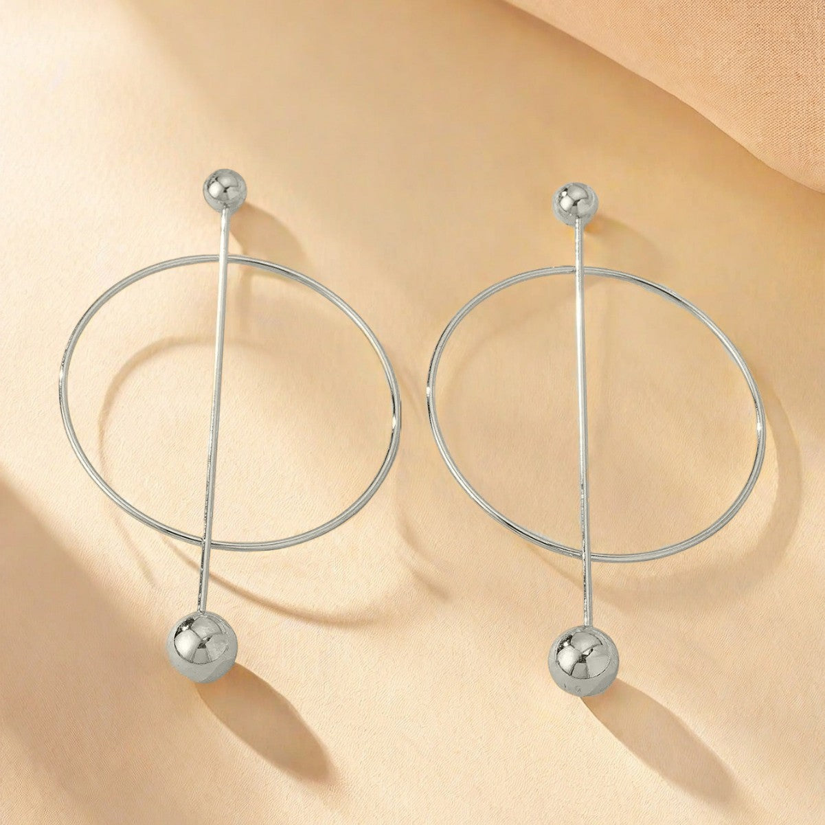 Round Stud Earrings For Women In Golden Metal, Classic And Elegant Jewelry Accessory