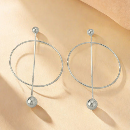 Round Stud Earrings For Women In Golden Metal, Classic And Elegant Jewelry Accessory