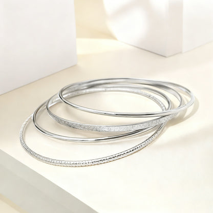 Round Golden Metal Bangle For Elegant Style, 1 Set