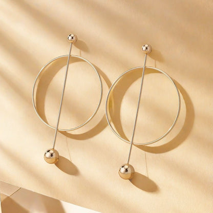 Round Stud Earrings For Women In Golden Metal, Classic And Elegant Jewelry Accessory