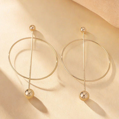 Round Stud Earrings For Women In Golden Metal, Classic And Elegant Jewelry Accessory