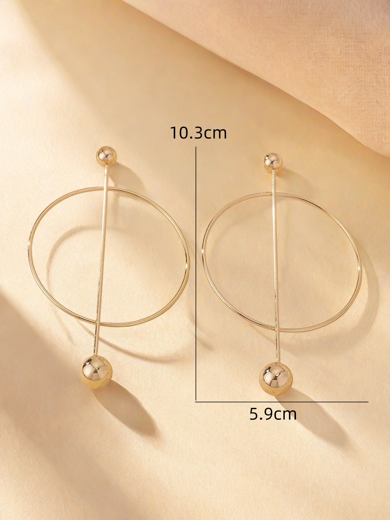 Round Stud Earrings For Women In Golden Metal, Classic And Elegant Jewelry Accessory