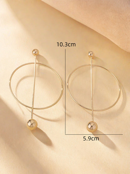 Round Stud Earrings For Women In Golden Metal, Classic And Elegant Jewelry Accessory