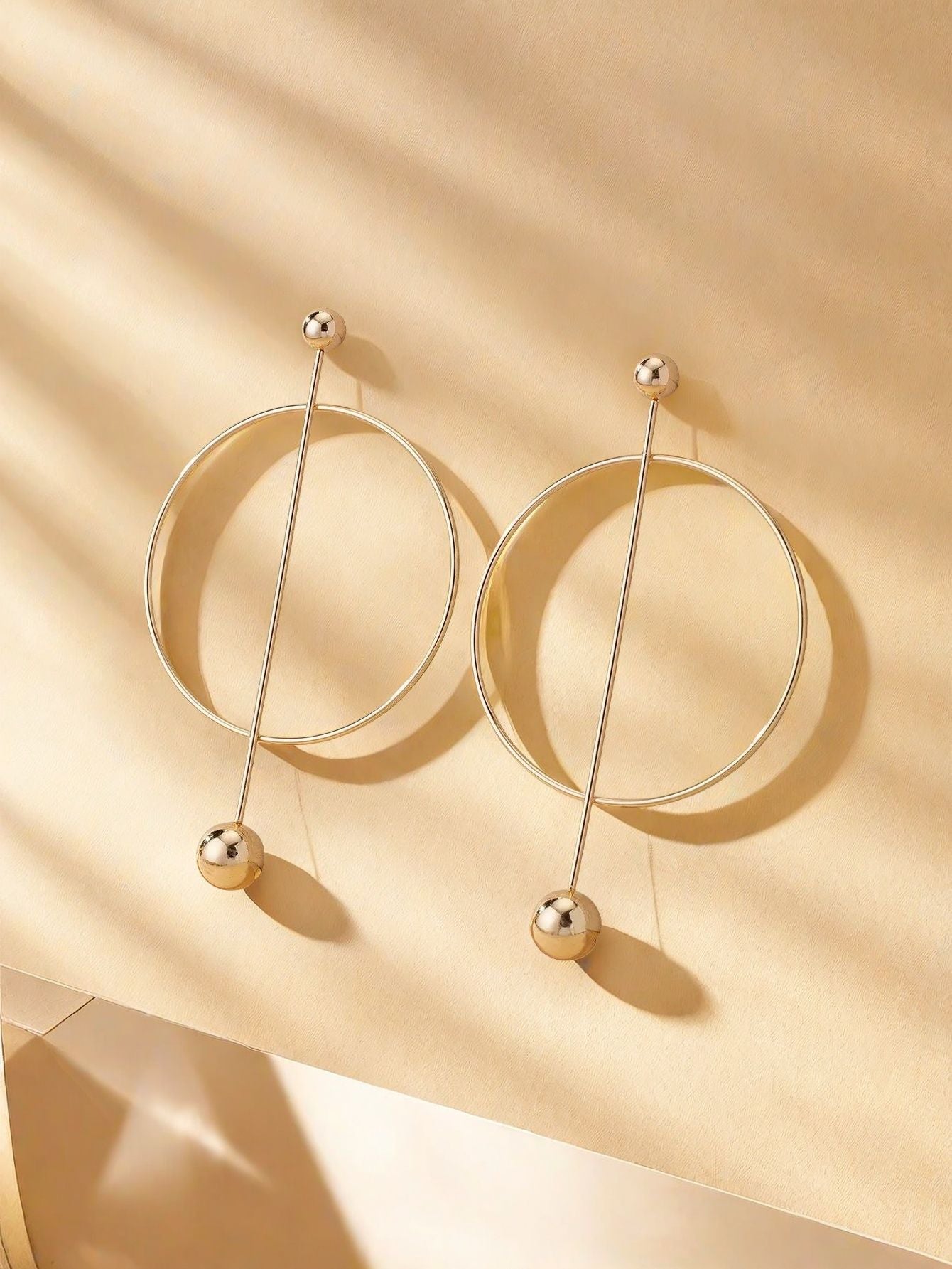 Round Stud Earrings For Women In Golden Metal, Classic And Elegant Jewelry Accessory
