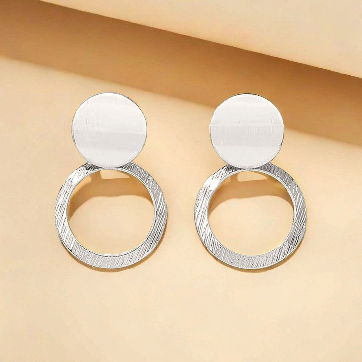 Round Golden Metal Drop Earrings For Stud Earrings