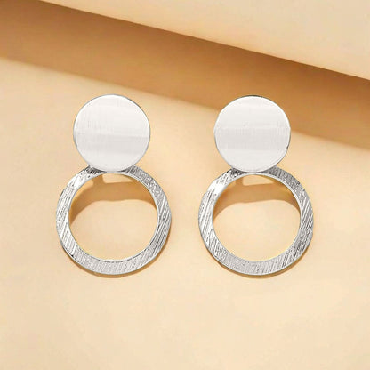 Round Golden Metal Drop Earrings For Stud Earrings
