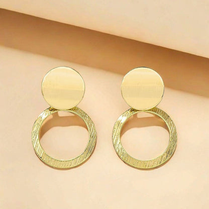 Round Golden Metal Drop Earrings For Stud Earrings