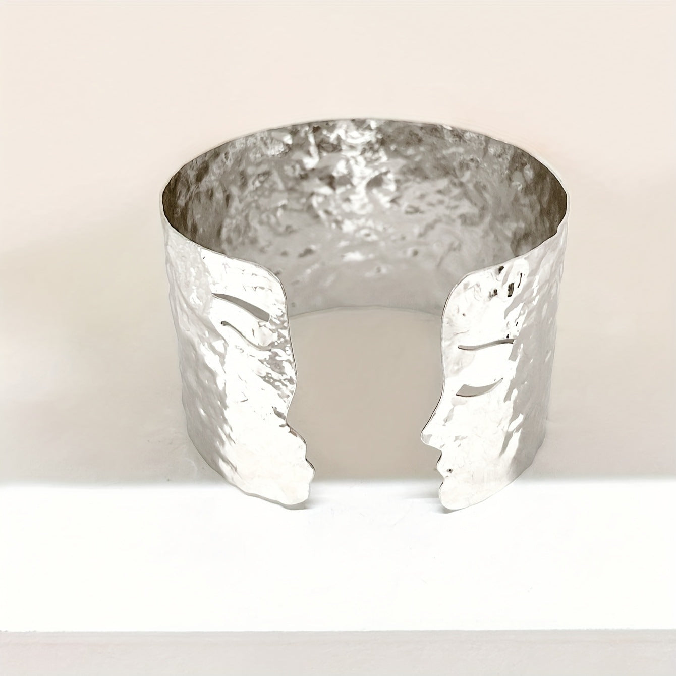 Simple Style Alloy Arm Cuff For Women Featuring A Human Face Design In Golden Color Wristband