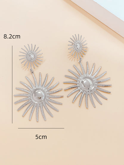 Golden Metal Flowers Drop Earrings For Elegant Style