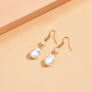 2- Gold Stone-shaped Pearl Earrings