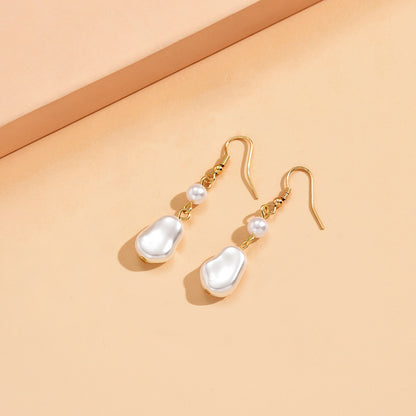 For Women Golden Irregular Drop Earrings Featuring Imitation Pearl Design