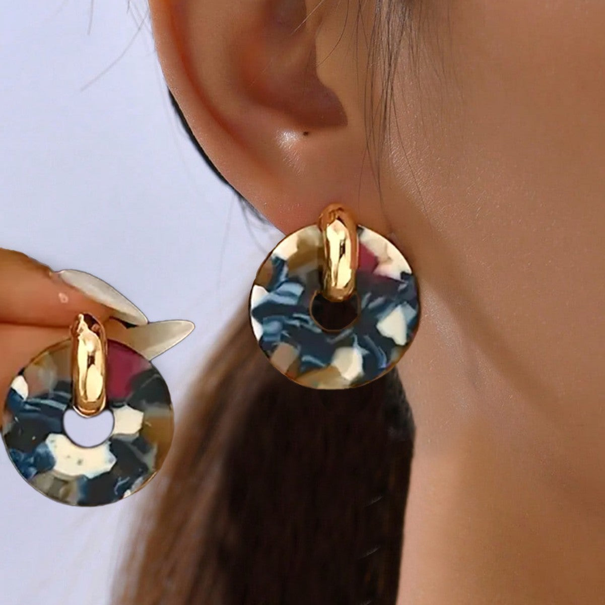 For Irregular Stud Earrings In Acrylic With Colour Accents