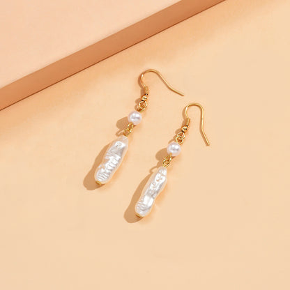 For Women Golden Irregular Drop Earrings Featuring Imitation Pearl Design