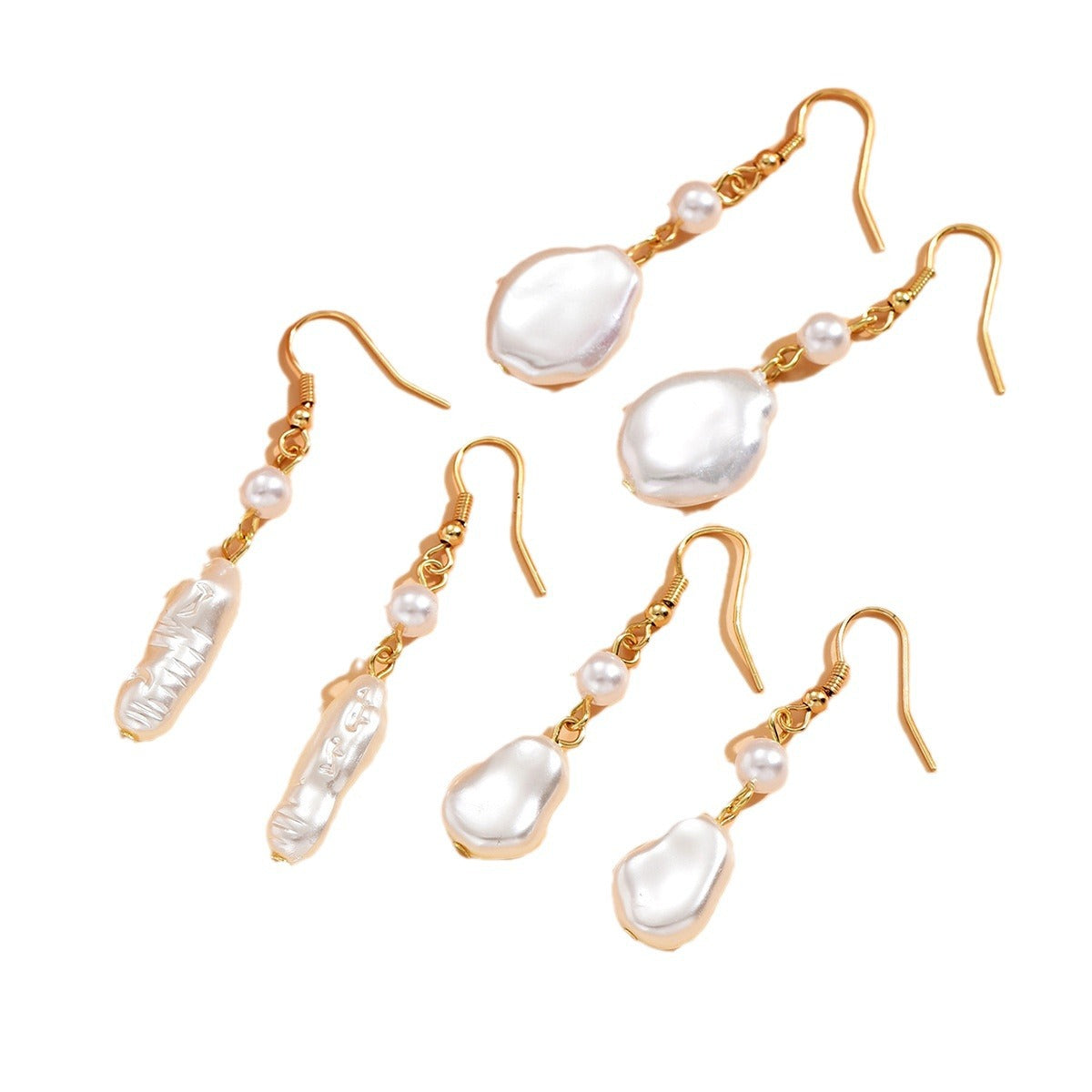 For Women Golden Irregular Drop Earrings Featuring Imitation Pearl Design