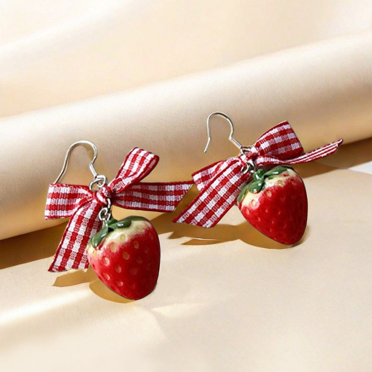 Cute Red Acrylic Strawberry Drop Earrings For Stylish Everyday Wear