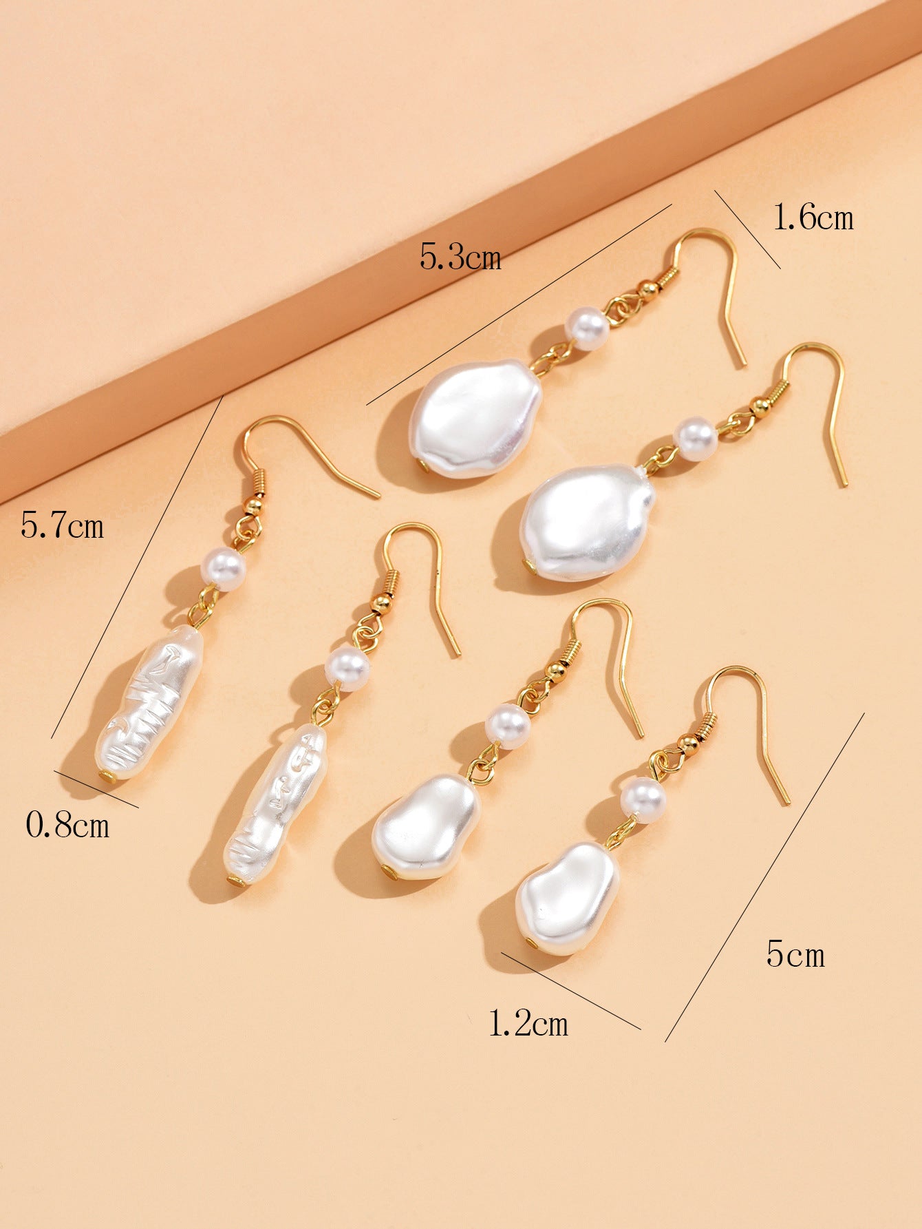 For Women Golden Irregular Drop Earrings Featuring Imitation Pearl Design