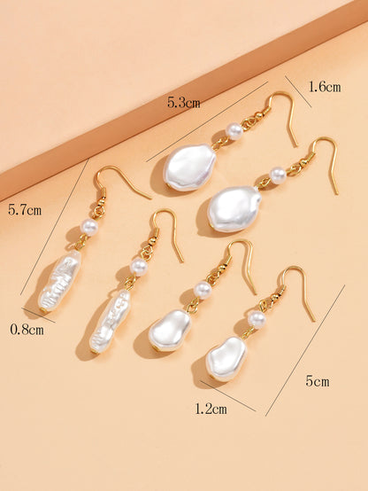 For Women Golden Irregular Drop Earrings Featuring Imitation Pearl Design