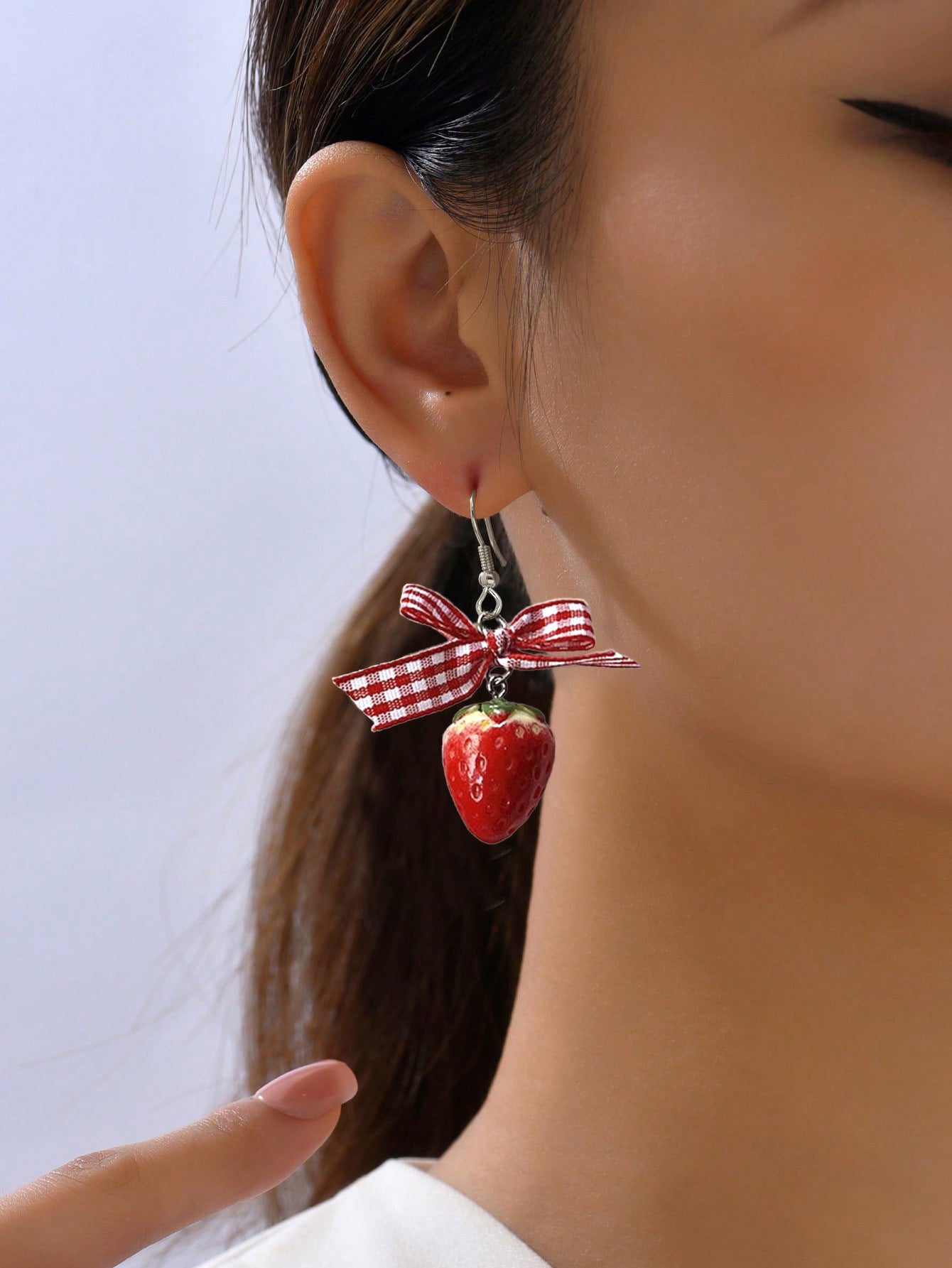Cute Red Acrylic Strawberry Drop Earrings For Stylish Everyday Wear