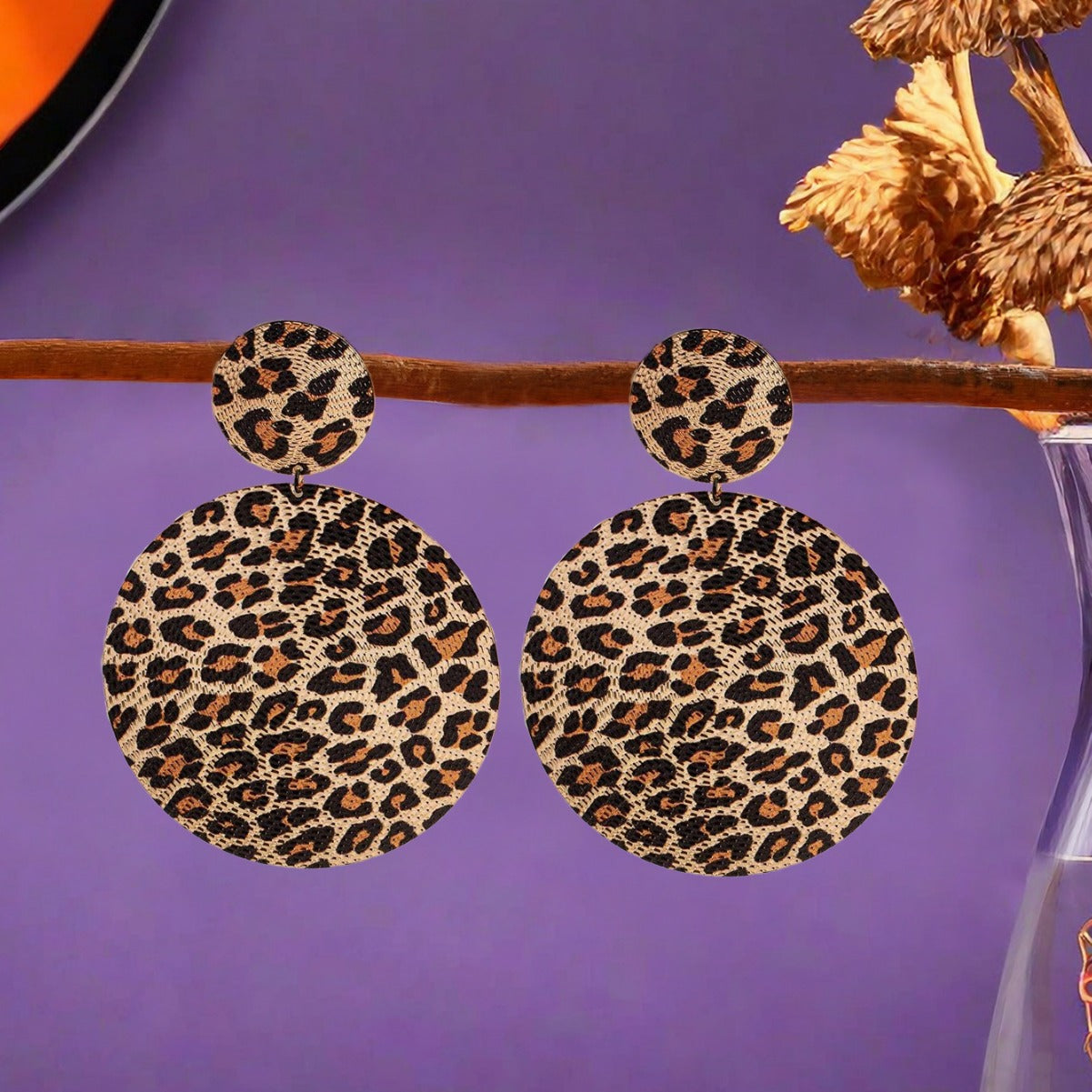 Leopard Print Drop Earrings For Women Featuring Durable Metal Material