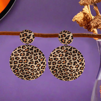 Leopard Print Drop Earrings For Women Featuring Durable Metal Material