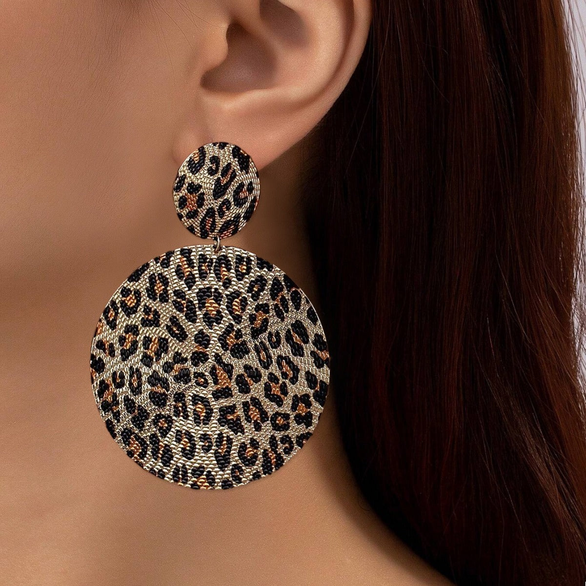 Leopard Print Drop Earrings For Women Featuring Durable Metal Material