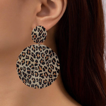 Leopard Print Drop Earrings For Women Featuring Durable Metal Material