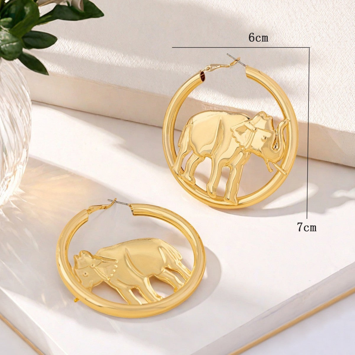 Retro Golden Metal Elephant Earrings For Stylish And Unique Fashion Statement