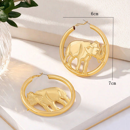 Retro Golden Metal Elephant Earrings For Stylish And Unique Fashion Statement