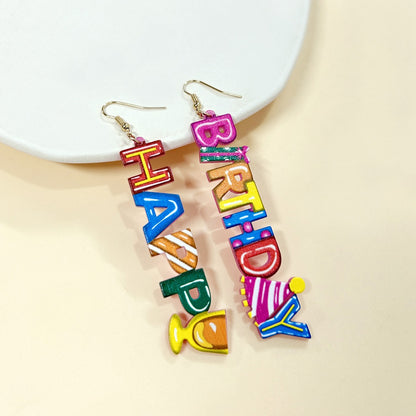 Hip-Hop Multicolor Acrylic Letter Earrings For Stylish Statement Looks