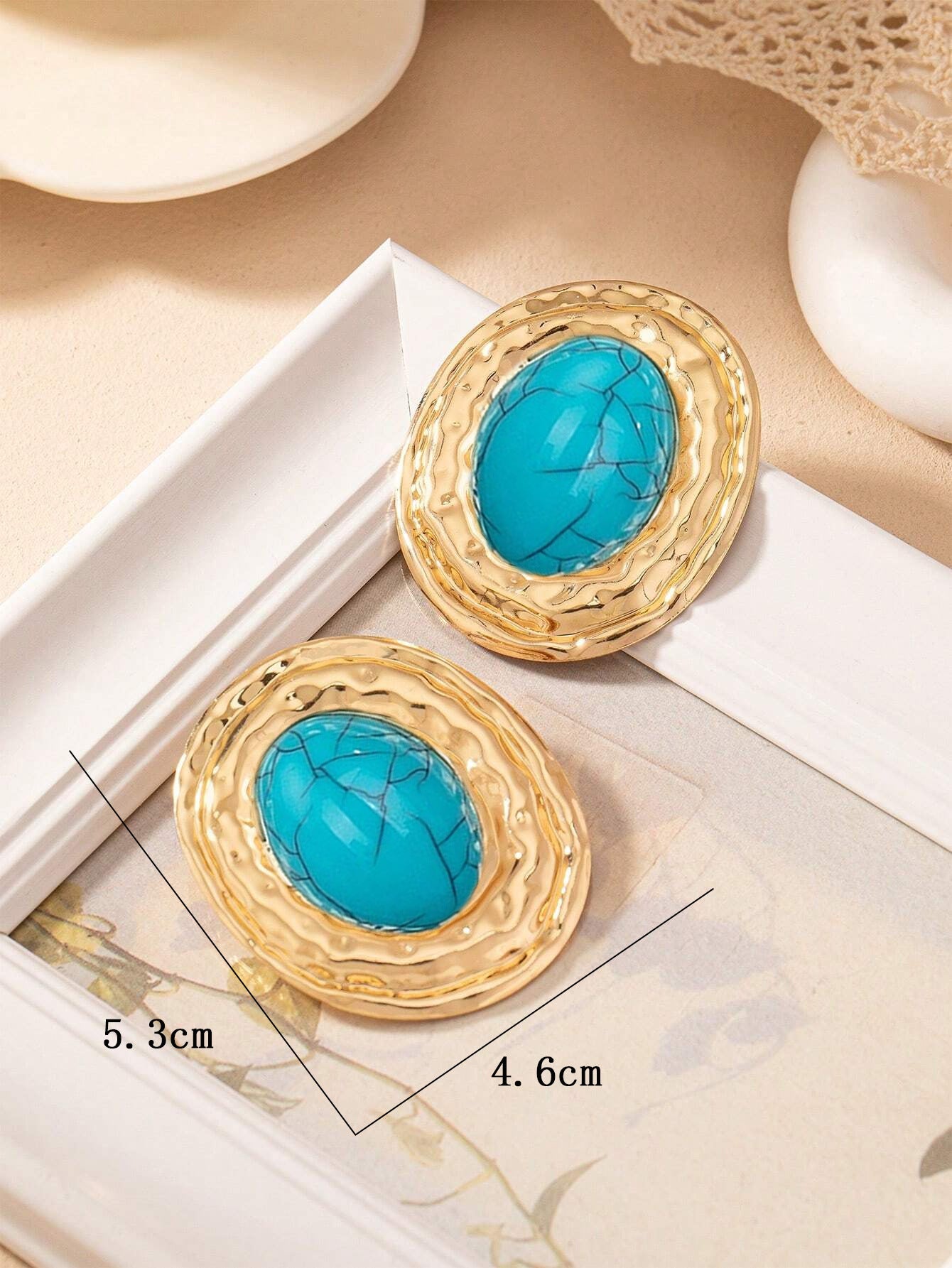 Round Golden Metal Stud Earrings For Everyday Wear