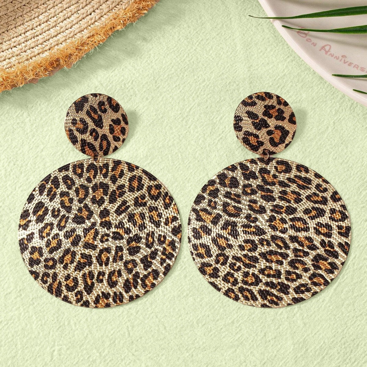 Leopard Print Drop Earrings For Women Featuring Durable Metal Material
