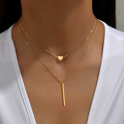 Heart Shape Metal Necklace For Women In Elegant Golden Finish