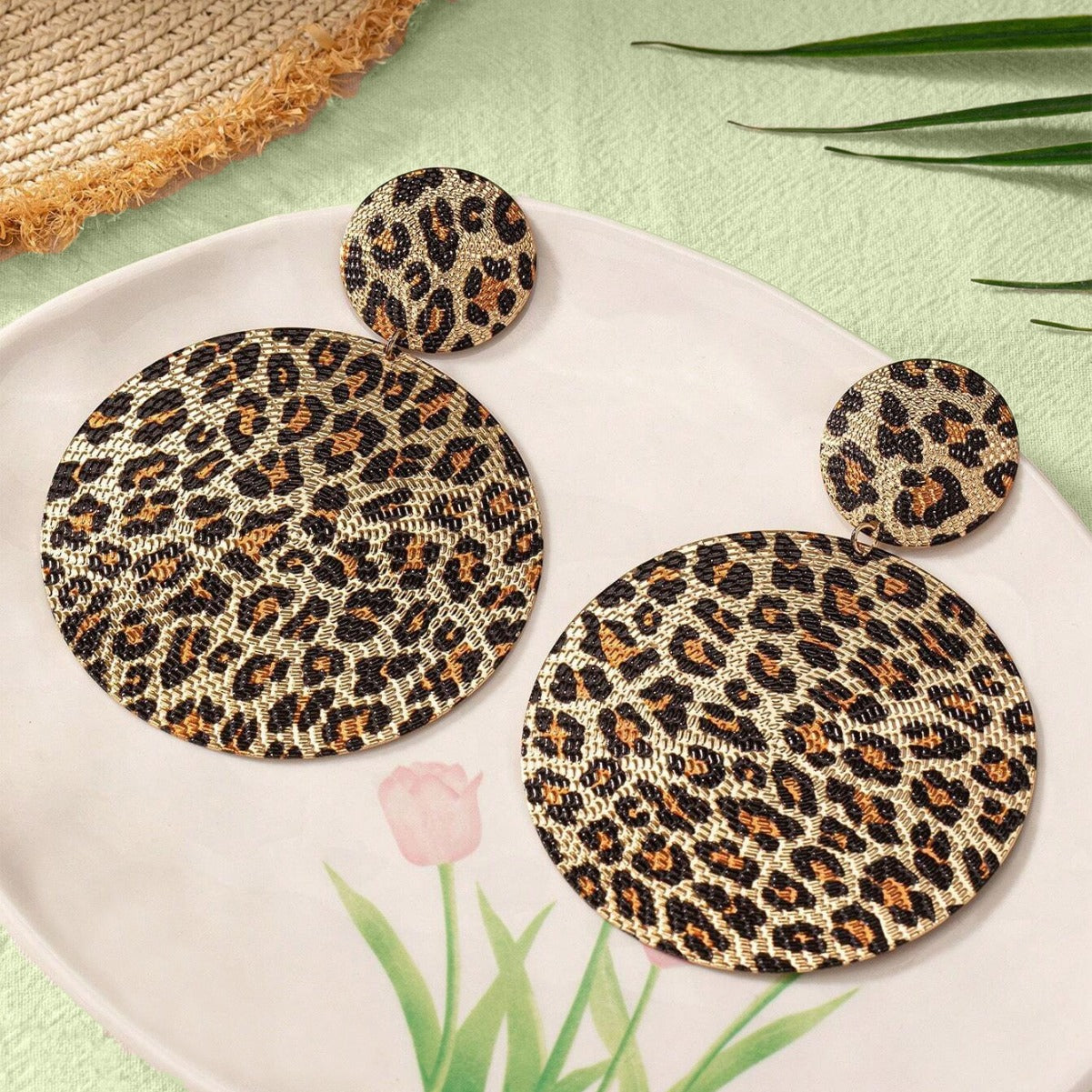 Leopard Print Drop Earrings For Women Featuring Durable Metal Material
