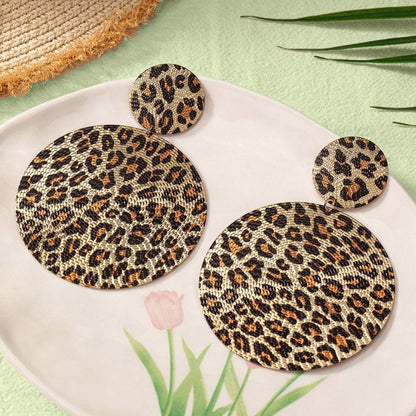 Leopard Print Drop Earrings For Women Featuring Durable Metal Material