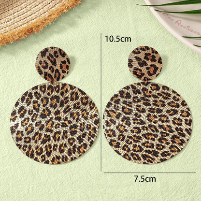 Leopard Print Drop Earrings For Women Featuring Durable Metal Material
