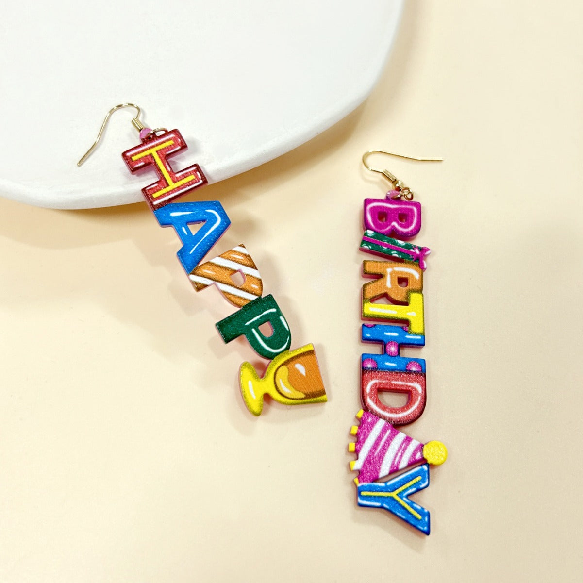 Hip-Hop Multicolor Acrylic Letter Earrings For Stylish Statement Looks